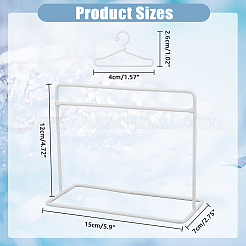 鉄製の人形用洋服ラックとハンガー  ドールハウス家具アクセサリー用  ホワイト  ラック：150x70x120mm  1 PC  ハンガー：24x40x3mm  10pc&nbsp;DJEW-FH0001-17B