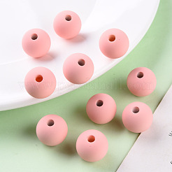 アクリルビーズ  ラバー加工スタイル  片穴  ラウンド  ライトコーラル  16mm  穴：3.5mm&nbsp;OACR-S039-05-52