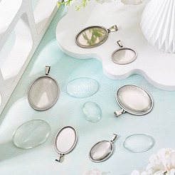 6Pcs 6 Styles 304 Stainless Steel Pendant Cabochon Settings&nbsp;STAS-TA0001-47C