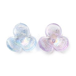 UVメッキ透明アクリルビーズキャップ  虹色の花  ミックスカラー  24x23x7.5mm  穴：2mm  約409個/500g&nbsp;SACR-A006-02