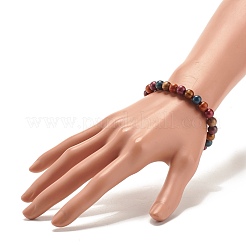 女性用7.5mmイミテーションタイガーアイアクリルラウンドビーズストレッチブレスレット  カラフル  ビーズ：7.5mm  内径：2-1/4インチ（5.7cm）&nbsp;BJEW-JB07557