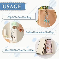 7Pcs 7 Colors Alloy Moon with Star Pendant Keychains&nbsp;KEYC-FS00045