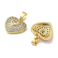 Heart Brass Micro Pave Cubic Zirconia Pendants&nbsp;KK-M325-16A-G