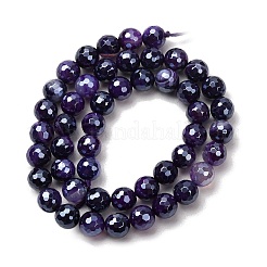 Electroplated Natural Agate Beads Strands&nbsp;G-B191-A07-8mm-10