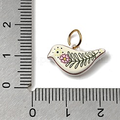304ステンレススチールペンダントの印刷  ゴールドカラー  鳥  10.5x18x4mm  丸カン：6x1ミリ  内径：4mm&nbsp;STAS-K304-09E-G