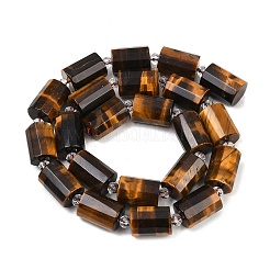 天然石タイガーアイビーズ連売り  多面カット  コラム  シードビーズで  15~15.5x10mm  穴：0.8mm  約22個/連  15.75''~15.98''（40~40.6センチメートル）&nbsp;G-G453-E01-10x14mm
