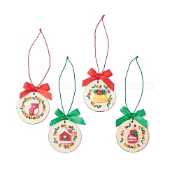 Christmas Wreath Wood Pendant Decoration&nbsp;HJEW-JM04282