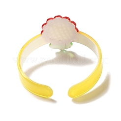 子供用フラワーレジンカフバングル  ゴールド  ワイド：9.5~29.5mm  内径：1-3/4インチ（4.5cm）&nbsp;LS-BJEW-Q774-01E