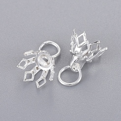 フラワーラックメッキ真鍮チャームベイル  銀色のメッキ  8x8mm  穴：3mm&nbsp;X-KK-L102-27S