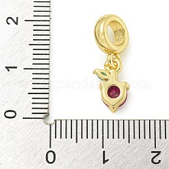 Rack Plating Brass Micro Pave Clear Cubic Zirconia European Dangle Pendants&nbsp;KK-Z067-32G
