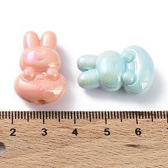 UVメッキレインボー虹色アクリルビーズ  兎  ミックスカラー  25x17.5x9.5mm  穴：3mm&nbsp;OACR-A029-10
