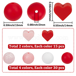 150Pcs 6 Styles Round & Heart Silicone Beads&nbsp;SIL-PA0001-37