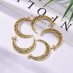 Tibetan Style Alloy Hollow Moon  2-Loop Link Pendants&nbsp;TIBEP-5312-AG-LF