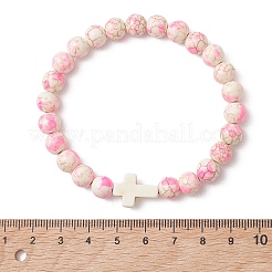 Dyed Synthetic Turquoise Beads Stretch Bracelets for Women Men&nbsp;BJEW-JB13575