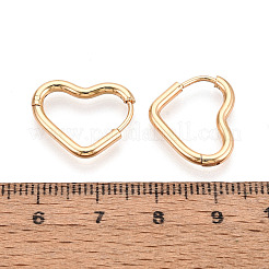 304ステンレススチールフープピアス  ハート  18KGP本金メッキ  15x18x2mm&nbsp;STAS-T074-28G