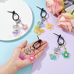 Acrylic Butterfly & Resin Flower Pendant Keychains&nbsp;KEYC-YW00179-01