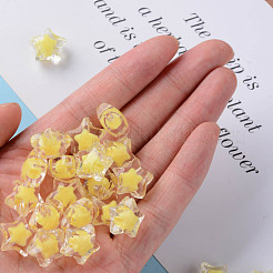 透明なアクリルビーズ  二層ビーズ  多面カット  スター  きいろ  14x15x8.5mm  穴：2mm&nbsp;X-TACR-S152-02A-SS2105