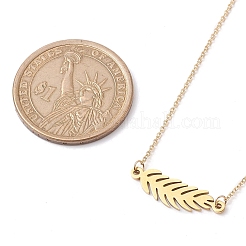 304ステンレススチールペンダントネックレス  葉  ゴールドカラー  15.00インチ（38.1cm）&nbsp;NJEW-TA00139