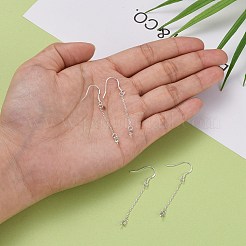 925スターリングシルバーピアスフックパーツ  アズキチェーン＆カップパールベールピン付き  銀  41x1mm  20ゲージ  ピン：0.8mm  トレイ：3mm&nbsp;STER-I014-26S