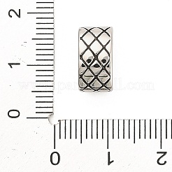 304ステンレス鋼製スライドチャーム  タータン模様の長方形  アンティークシルバー  6.5x12.5x7.5mm  穴：10.5x5.5mm&nbsp;STAS-A130-07AS