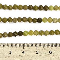 グラデーションカラーのナチュラルな黄緑色のオパールビーズの連  ラウンド  多面カット  4.5mm  穴：0.8mm  約100個/連  15.43
