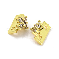 Rack Plating Brass Micro Pave Clear Cubic Zirconia Connector Charms&nbsp;KK-F864-06G
