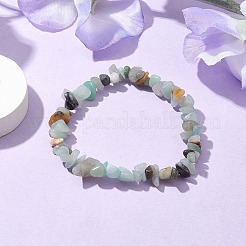 Natural Flower Amazonite Chip Beaded Stretch Bracelets for Women Men&nbsp;BJEW-JB10665-01