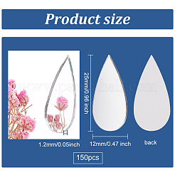 ガラスモザイク鏡タイル  家の装飾やdiyの工芸品  ティアドロップ  銀  25.5x12x1.2mm&nbsp;DIY-OC0005-49