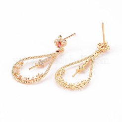 Brass Micro Pave Clear Cubic Zirconia Stud Earrings Findings&nbsp;KK-T062-132G-NF