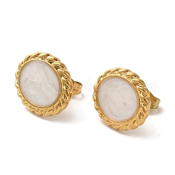 Ion Plating(IP) 304 Stainless Steel Oval Stud Earrings&nbsp;EJEW-C114-13D-G
