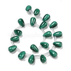 天然マラカイトビーズ連売り  ティアドロップ  トップ掘削  9.5x6mm  穴：0.8mm  約20個/連  8.15''（20.7センチメートル）&nbsp;G-Q185-A01-01