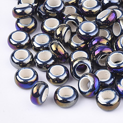 電気めっき磁器ビーズ  大穴ビーズ  ABカラーメッキ  ロンデル  ミックスカラー  12~13x6.5mm  穴：6mm&nbsp;PORC-T003-01