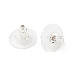 100 個のアイアンクラッチピアスバックキャッチ  シリコンパッド付き  ピアスキャッチ  銀  11x6mm&nbsp;FIND-YW0004-11
