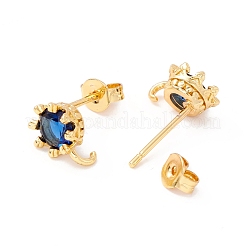 Rack Plating Brass Cubic Zirconia Stud Earrings Findings&nbsp;MAK-I684-11G-05-RS