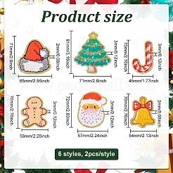 12Pcs 6 Style Christmas Theme Towel Embroidery Cloth Self Adhesive Patches&nbsp;PATC-FG0001-46