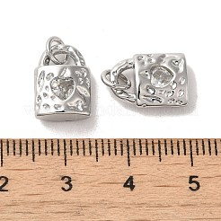 真鍮製マイクロパヴェキュービックジルコニアペンダント  カドミウムフリー＆ニッケルフリー＆鉛フリー  18KGP本金メッキ  ロック  透明  12.5x9x4mm&nbsp;KK-H461-06P-03