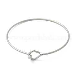 女性用304ステンレススチールバングル  201ステンレススチールビーズ付き  ステンレス鋼色  3/8インチ（1.1cm）  内径：2-1/2インチ（6.2cm）&nbsp;BJEW-C088-01P