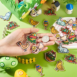 イースターポリエステル布縫い付けオーナメントアクセサリー40個8スタイル  布のアップリケ  グリッターパウダー付き  混合図形  20~45x30~40mm  5個/スタイル&nbsp;PATC-TA0001-62