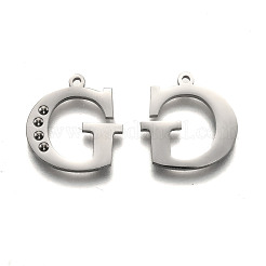 Tarnish Resistant 304 Stainless Steel Letter Pendant Rhinestone Settings&nbsp;STAS-Y006-61P-G