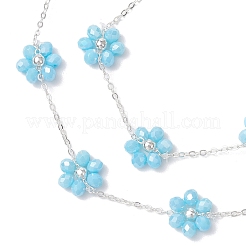 Flower Glass Bracelets & Necklaces Sets for Women&nbsp;SJEW-JS01319