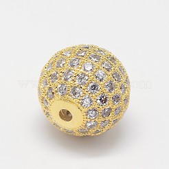 CZ真鍮製マイクロパヴェキュービックジルコニアラウンドビーズ  ミックスカラー  14mm  穴：1.5mm&nbsp;ZIRC-L017-05