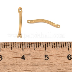 イオンプレーティング（IP）304ステンレススチールコネクタチャーム  湾曲バーリンク  18KGP本金メッキ  15x2x2.5mm  穴：1mm&nbsp;STAS-Q323-11G