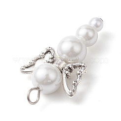 ガラスのパールのペンダント  合金チャーム  天使  ホワイト  アンティークシルバー＆プラチナ  33x18x8mm  穴：3mm&nbsp;PALLOY-JF02711-03