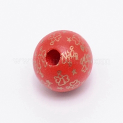 Printed Natural Wood Beads&nbsp;WOOD-TAC0007-57F