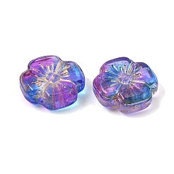 焼き付け塗料と金色の金属で覆われたガラスビーズ  花  ミディアム蘭  12x12x4mm  穴：1.2mm&nbsp;GL-CBA1477-16B