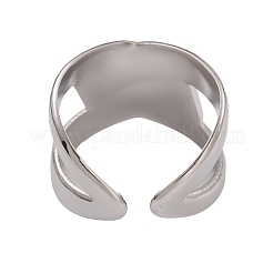 変色しない304ステンレススチール製カフリング  女性用中空ワイドバンドリング  ステンレス鋼色  14.5mm  内径：17.4mm&nbsp;RJEW-G285-64P