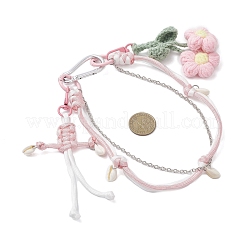 Crochet Puff Flower & Polyester Ropes & Pendant Decorations&nbsp;HJEW-JM04395-01