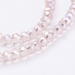 電気メッキガラスビーズセット  ABカラーメッキ  ファセットロンデル  パールピンク  3x2mm  穴：0.5mm  約135~140個/連  32~34cm&nbsp;X-EGLA-R048-2mm-31