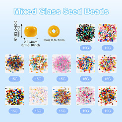 180g12色ガラスシードビーズ  ミックスカラー  2.5~4x2~3mm  穴：0.8~1mm  15 G /カラー&nbsp;SEED-TA0001-35