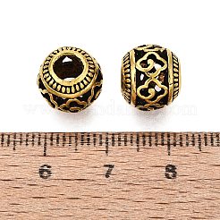 チベット風合金ヨーロピアンビーズ  大穴ビーズ  クローバー付き中空ロンデル  アンティーク黄金  11x9.5mm  穴：4.5~5mm&nbsp;FIND-Q121-17AG